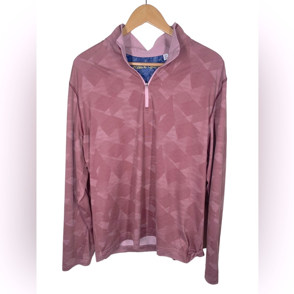 Robert Graham Farringdon Geo Print Quarter Zip Pullover Burgundy Size L